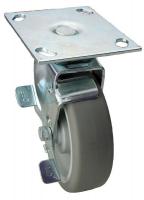 33H716 Swivel Plate Cstr w/Brke, 275 lb, 4 In Dia