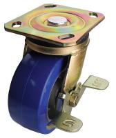 33H711 Swivel Plate Cstr w/Brke, 750 lb, 4 In Dia