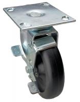 33J040 Swivel Plate Cstr w/Brke, 450 lb, 6 In Dia
