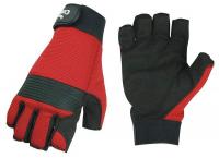 33J457 Mechanics Gloves, Fingerless, Blk/Red, L, PR