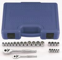 33M313 Socket Set, Metric, 12 Pt, 1/4, 3/8 Dr, 23 Pc