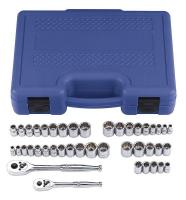 33M314 Skt Set, SAE/Metric, 12 Pt, 1/4, 3/8 Dr, 42Pc