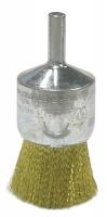 33M609 Wire End Brush, 1  D, Brass, 1/4 In Shank