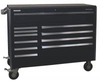 33M655 Rolling Cabinet, 53 x 24 x43-1/2 In, Black