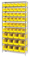 33Z151 Bin Shelving, Wire, 36X14, 48 Bins, Yellow