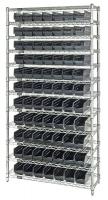 33Z152 Bin Shelving, Wire, 36X12, 77 Bins, Black