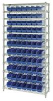 33Z153 Bin Shelving, Wire, 36X12, 77 Bins, Blue