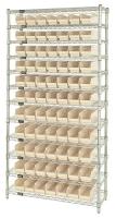 33Z155 Bin Shelving, Wire, 36X12, 77 Bins, Ivory