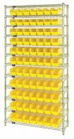 33Z157 Bin Shelving, Wire, 36X12, 77 Bins, Yellow