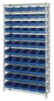 33Z159 Bin Shelving, Wire, 36X12, 55 Bins, Blue