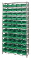 33Z160 Bin Shelving, Wire, 36X12, 55 Bins, Green