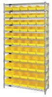 33Z163 Bin Shelving, Wire, 36X12, 55 Bins, Yellow