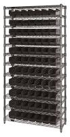 33Z164 Bin Shelving, Wire, 36X18, 77 Bins, Black