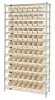 33Z165 Bin Shelving, Wire, 36X18, 77 Bins, Ivory