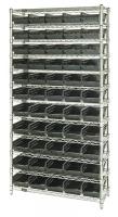 33Z166 Bin Shelving, Wire, 36X18, 55 Bins, Black