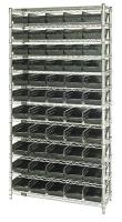 33Z168 Bin Shelving, Wire, 36X24, 55 Bins, Black