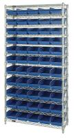 33Z169 Bin Shelving, Wire, 36X24, 55 Bins, Blue