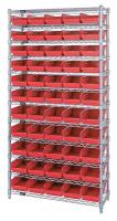 33Z172 Bin Shelving, Wire, 36X24, 55 Bins, Red