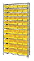 33Z173 Bin Shelving, Wire, 36X24, 55 Bins, Yellow