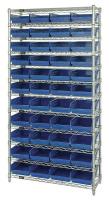 33Z175 Bin Shelving, Wire, 36X12, 44 Bins, Blue