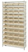 33Z177 Bin Shelving, Wire, 36X12, 44 Bins, Ivory