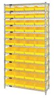 33Z179 Bin Shelving, Wire, 36X12, 44 Bins, Yellow