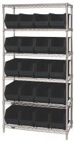 33Z190 Bin Shelving, Wire, 36X18, 20 Bins, Black