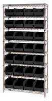 33Z192 Bin Shelving, Wire, 36X12, 28 Bins, Black