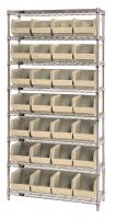 33Z195 Bin Shelving, Wire, 36X12, 28 Bins, Ivory