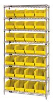 33Z197 Bin Shelving, Wire, 36X12, 28 Bins, Yellow