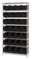 33Z198 Bin Shelving, Wire, 36X14, 28 Bins, Black