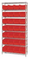 33Z203 Bin Shelving, Wire, 36X14, 28 Bins, Red