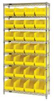 33Z204 Bin Shelving, Wire, 36X14, 28 Bins, Yellow