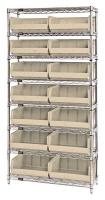 33Z208 Bin Shelving, Wire, 36X14, 14 Bins, Ivory