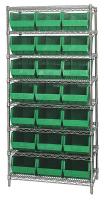 33Z213 Bin Shelving, Wire, 36X18, 21 Bins, Green