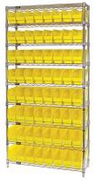 33Z219 Bin Shelving, Wire, 36X12, 64 Bins, Yellow