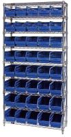 33Z220 Bin Shelving, Wire, 36X12, 40 Bins, Blue