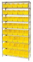 33Z222 Bin Shelving, Wire, 36X12, 40 Bins, Yellow