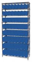 33Z223 Bin Shelving, Wire, 36X18, 64 Bins, Blue