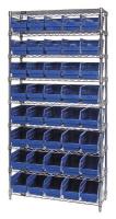 33Z229 Bin Shelving, Wire, 36X24, 40 Bins, Blue