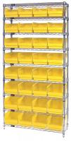 33Z234 Bin Shelving, Wire, 36X12, 32 Bins, Yellow