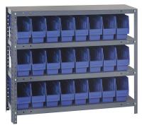 33Z238 Bin Shelving, Solid, 36X12, 24 Bins, Blue