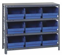 33Z241 Bin Shelving, Solid, 36X12, 9 Bins, Blue