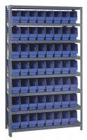 33Z242 Bin Shelving, Solid, 36X12, 56 Bins, Blue