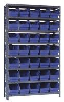 33Z243 Bin Shelving, Solid, 36X12, 35 Bins, Blue