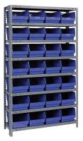 33Z244 Bin Shelving, Solid, 36X12, 28 Bins, Blue