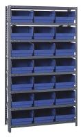 33Z245 Bin Shelving, Solid, 36X12, 21 Bins, Blue