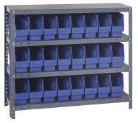 33Z246 Bin Shelving, Solid, 36X18, 24 Bins, Blue