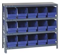 33Z247 Bin Shelving, Solid, 36X18, 15 Bins, Blue