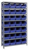 33Z252 Bin Shelving, Solid, 36X18, 28 Bins, Blue